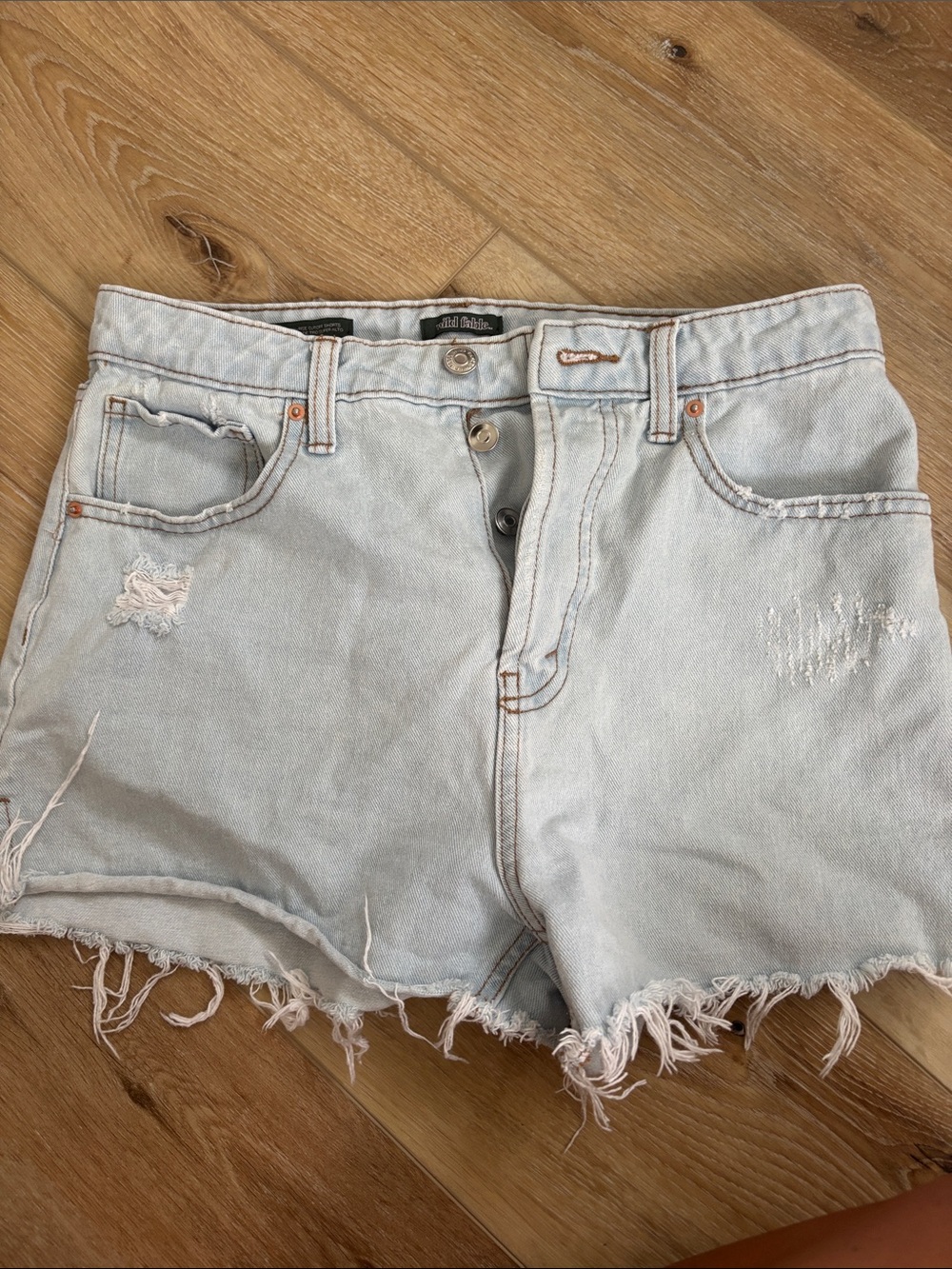 High-Rise Light Wash Denim Shorts - Women